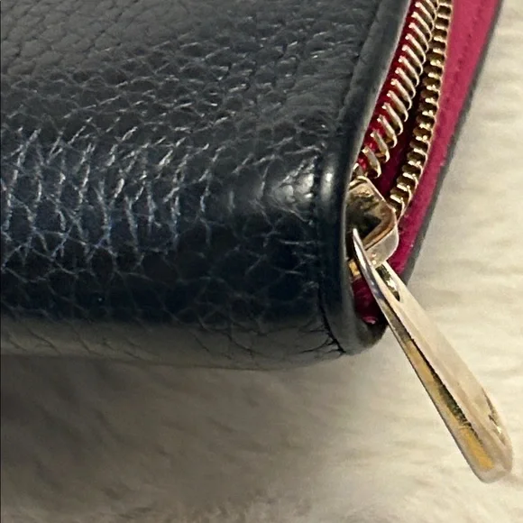 Christian Dior black and raspberry leather long zip around wallet with charms - Picture 7 of 17